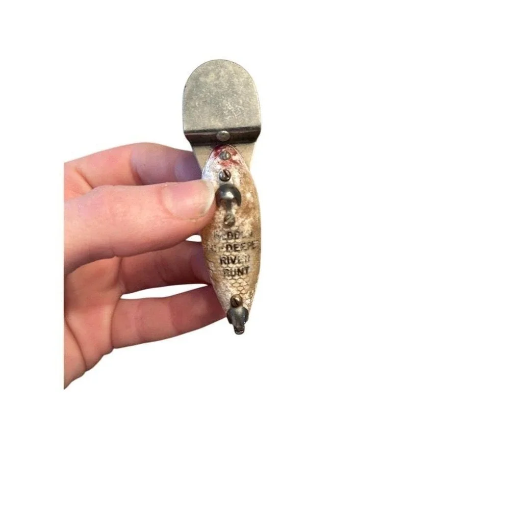 Heddon River-Runt-Spook Fishing Lure Vintage Sinking White Red With Box Catalog